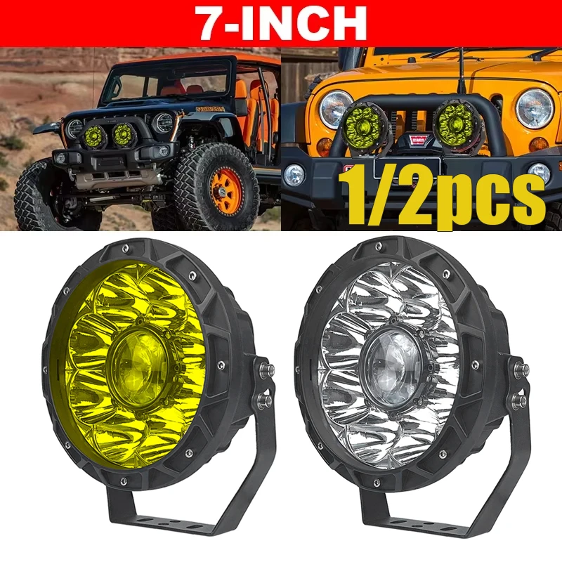 

1/2PCS 7inch Car Driving Headlight Work Light Bar Long Range Survey Lamp for 4x4 Led Off Road 12v 24v Vehicles Truck ATV Boat