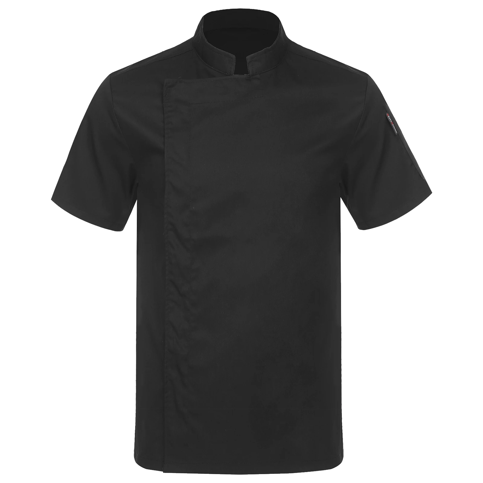 Short Sleeve Chef Jackets Stand Collar Chef Coat Solid Kitchen Uniform for Mens Womens Cafe Bakery Western Restaurant Hotel