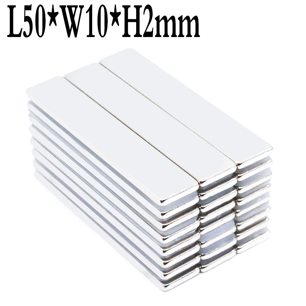 

1~1000PCS 50x10x2 Strong Rare Earth Magnet Thickness 2mm Block Rectangular Neodymium Magnets 50x10x2mm Strip Magnetic 50*10*2