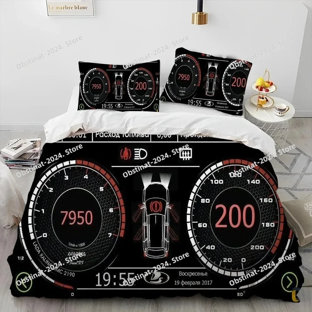 

3D Racing Car Dashboard Comforter Bedding Set,Duvet Cover Bed Set Quilt Cover Pillowcase,King Queen Size Bedding Set Adult Child