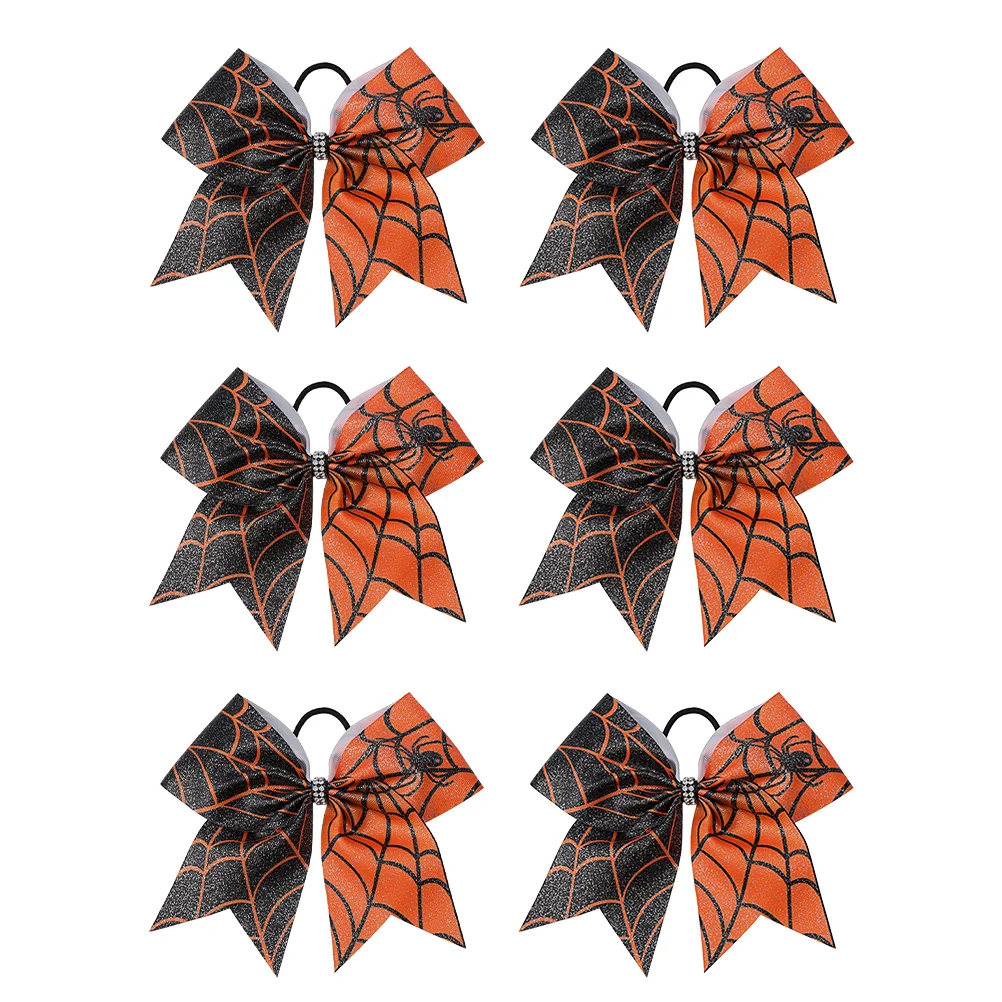 6 Pcs Hair Jewelry Girls Accessories Halloween Elastic Ponytail Holders Bow Ties for Orange Baby