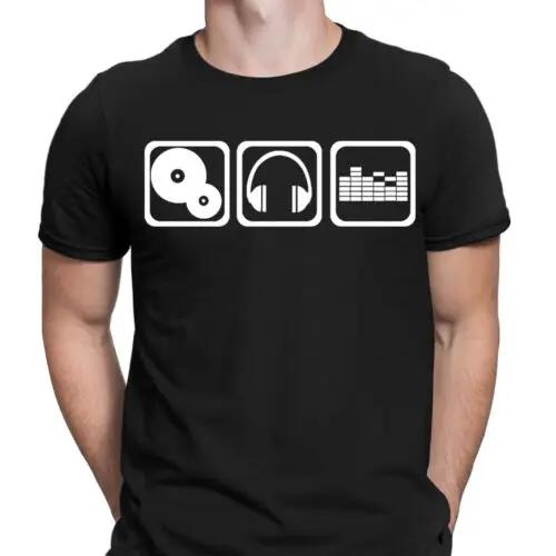 Dj Turntables Remix Disco Party Music Lovers Gift Musical Mens T-Shirts Top #D