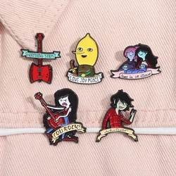 Anime Adventure Boy Enamel Pins Cartoon Rock Girl Pink Hair Princess Lapel Badges Lemon Character Brooch Jewelry Gift For Kids