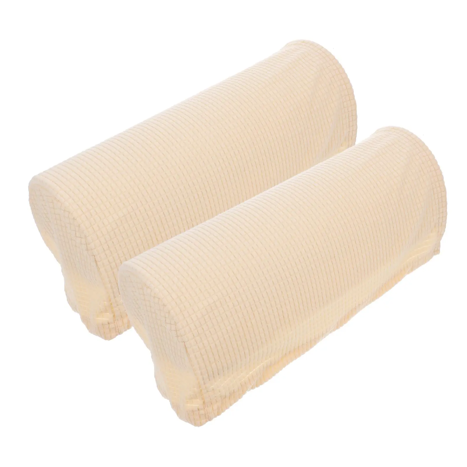 2Pcs Sofa Armrest Cover Stretchy Protector Beige Long Use Polyester Couch Arm Rest Covers Home Office Decor