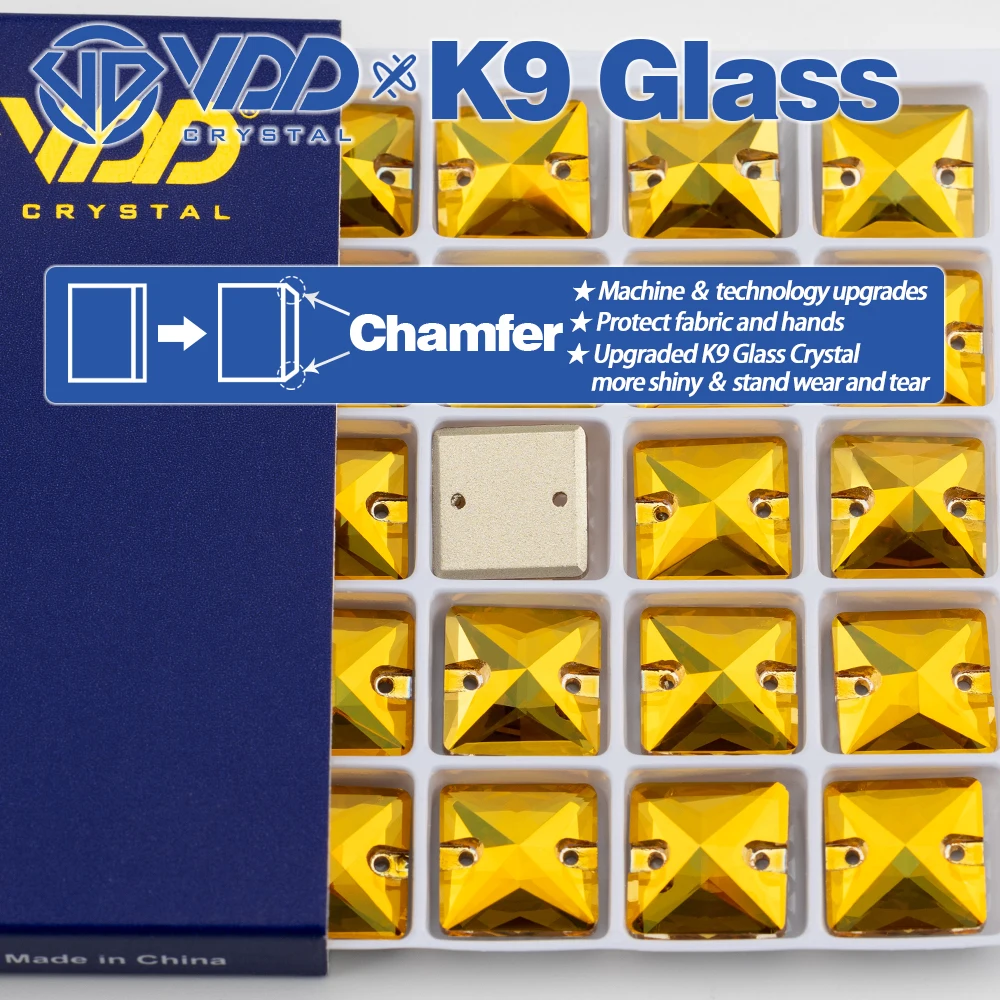 VDD S258 Sunshine Square AAAAA Top-Qualität K9 Glas aufnähbare Strasssteine, flache Kristallsteine zum Aufnähen für Kleidungsdekorationen – Detail 2