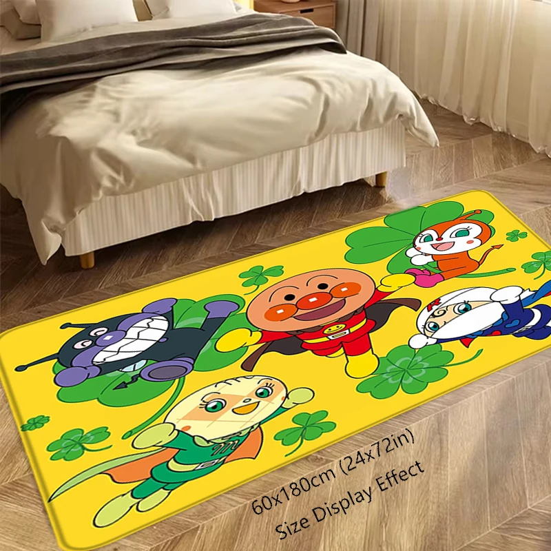 Tapis de bienvenue pour entrée, tapis de sol dessin animé Anpanman, tapis de salle de bain, couloir, cuisine, tapis absorbant l'eau, tapis moelleux pour la décoration intérieure