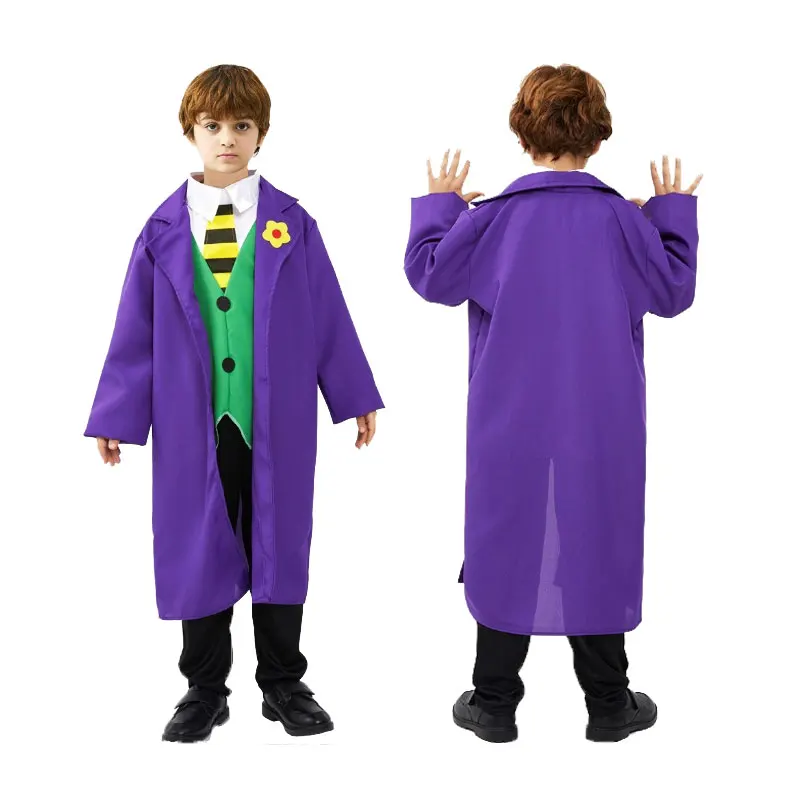 Hot New Batboy Dark Knight Cosplay Costume Purple Clown Heath Ledger Halloween Ball Performance Costume