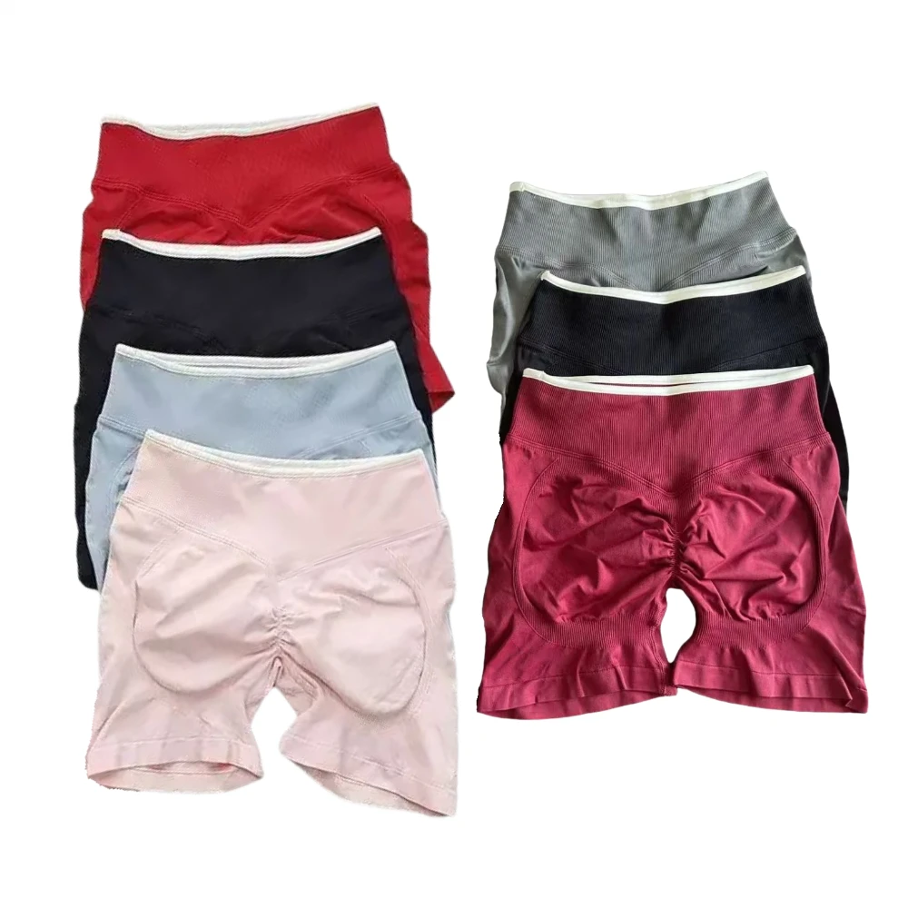 

Women Ignite Yoga Shorts Waist White Border Workout Against Resistance Shorts High Quality Seamless Fitness Low Waist Shorts