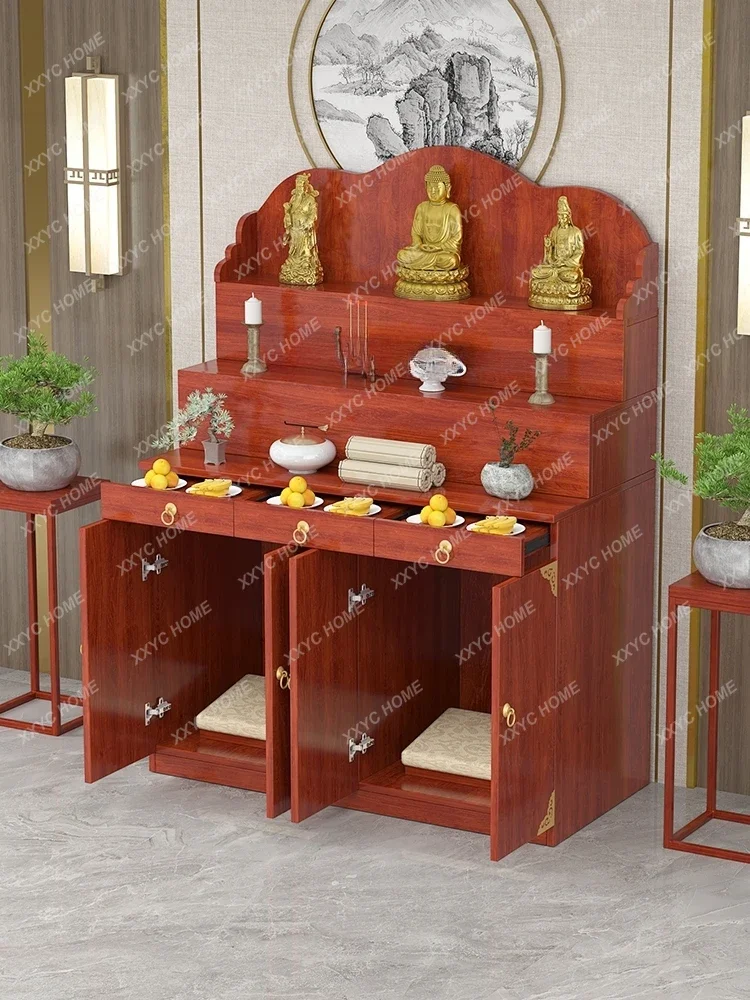 YY Economical Altar Three-Layer Heightened Buddha Stand Parishes Tribute Table Taoist Temple Buddha Niche