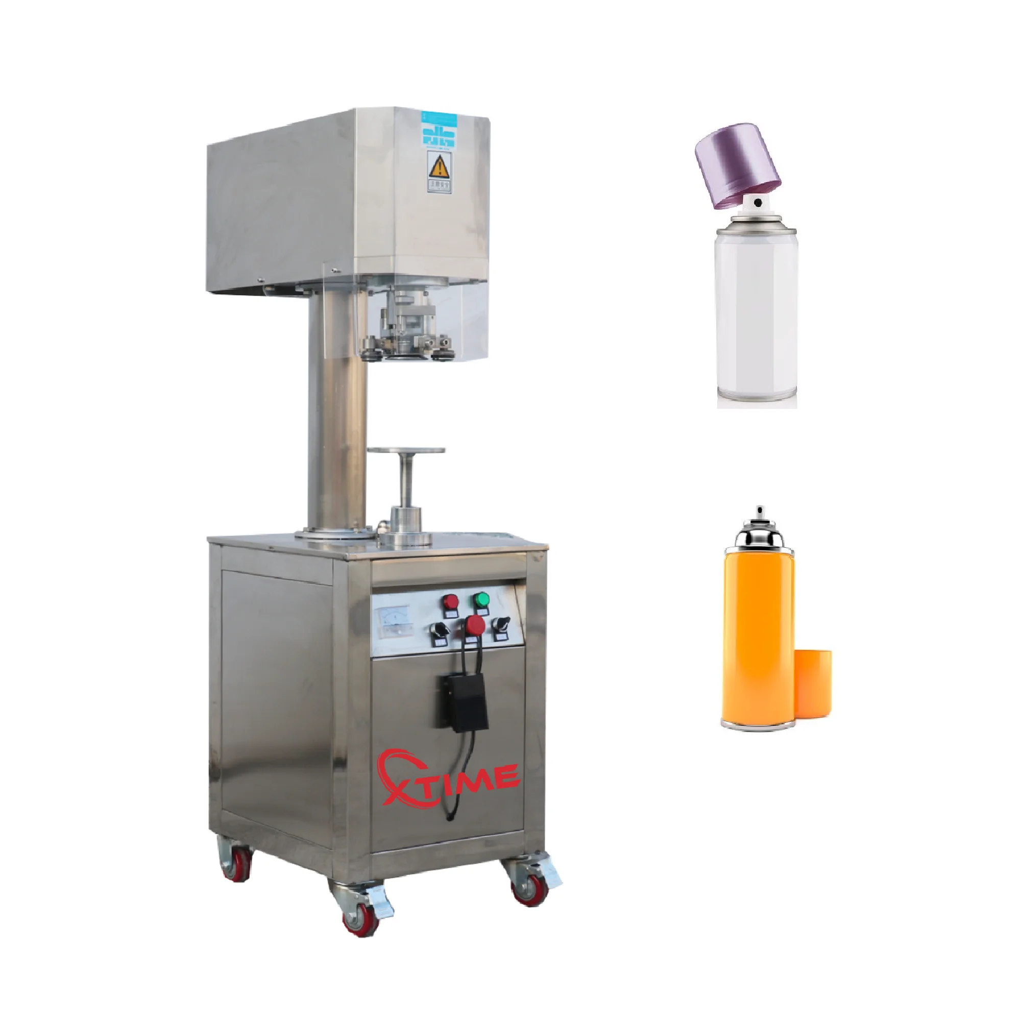 

Xtime Semi-automatic Plastic Aluminum Spray Cans Seamer Can Sealing Machine for Aerosol Can