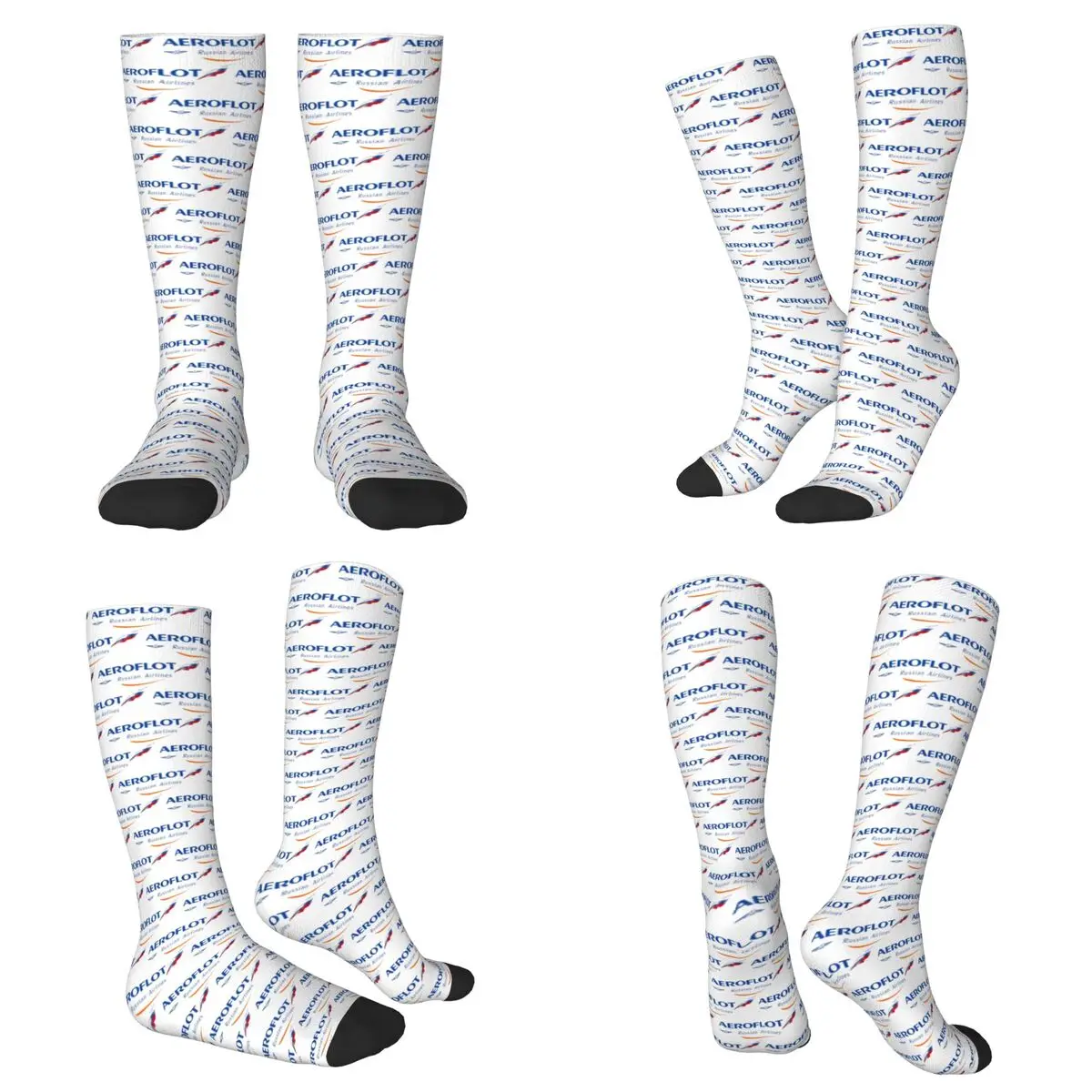 All Seasons Aeroflot Aviation Russe Pilote Aerospace Aviateur Socks Harajuku Sport Middle Tube Socks Stockings for Men Women