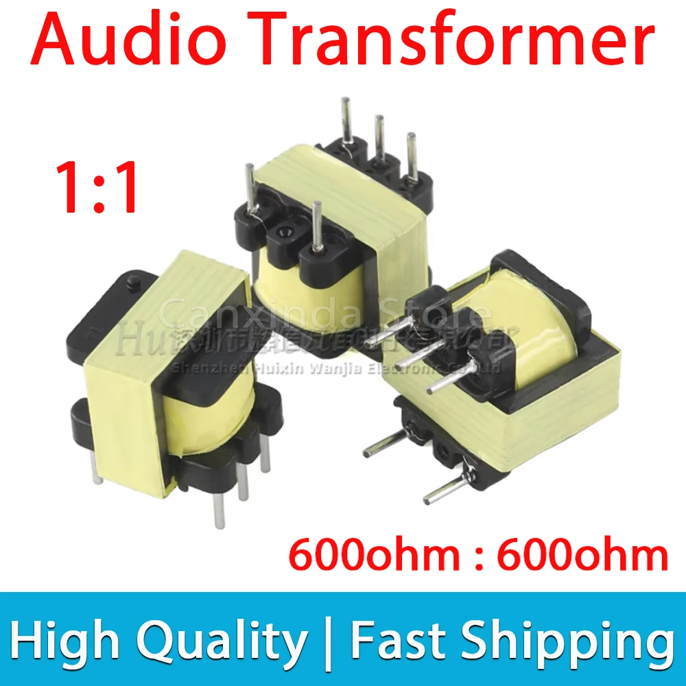 5pcs EI14 Audio Transformer 600 : 600 Ohm 1:1 Coupled 600Ω：600Ω Isolation Isolator Signal Digital Nickel Alloy 5 Pin Without Tap