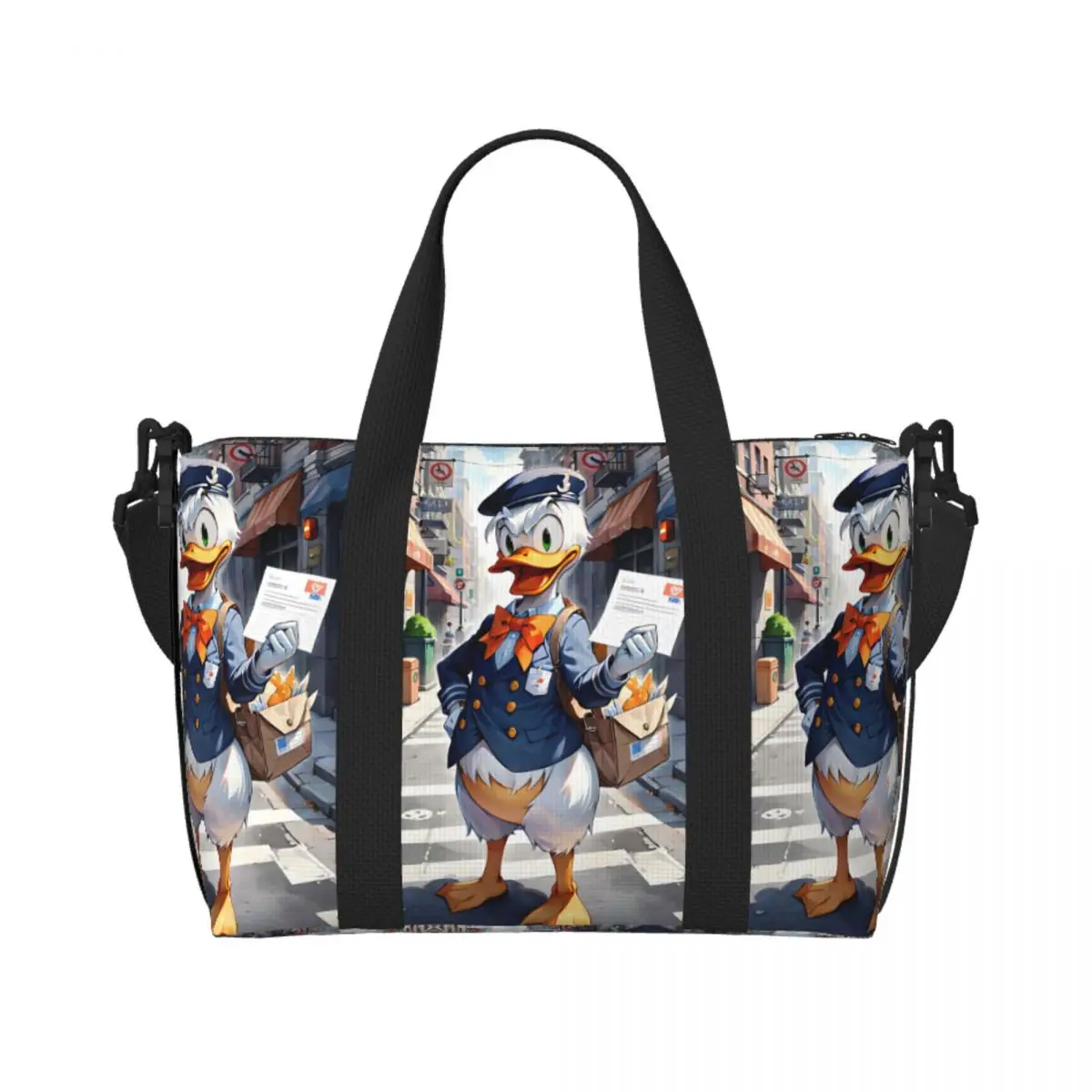 

Custom Donald Duck Kawaii Tote Bag Women Large Capacity Cartoon Movie Gym Beach Shoulder Travel Bag