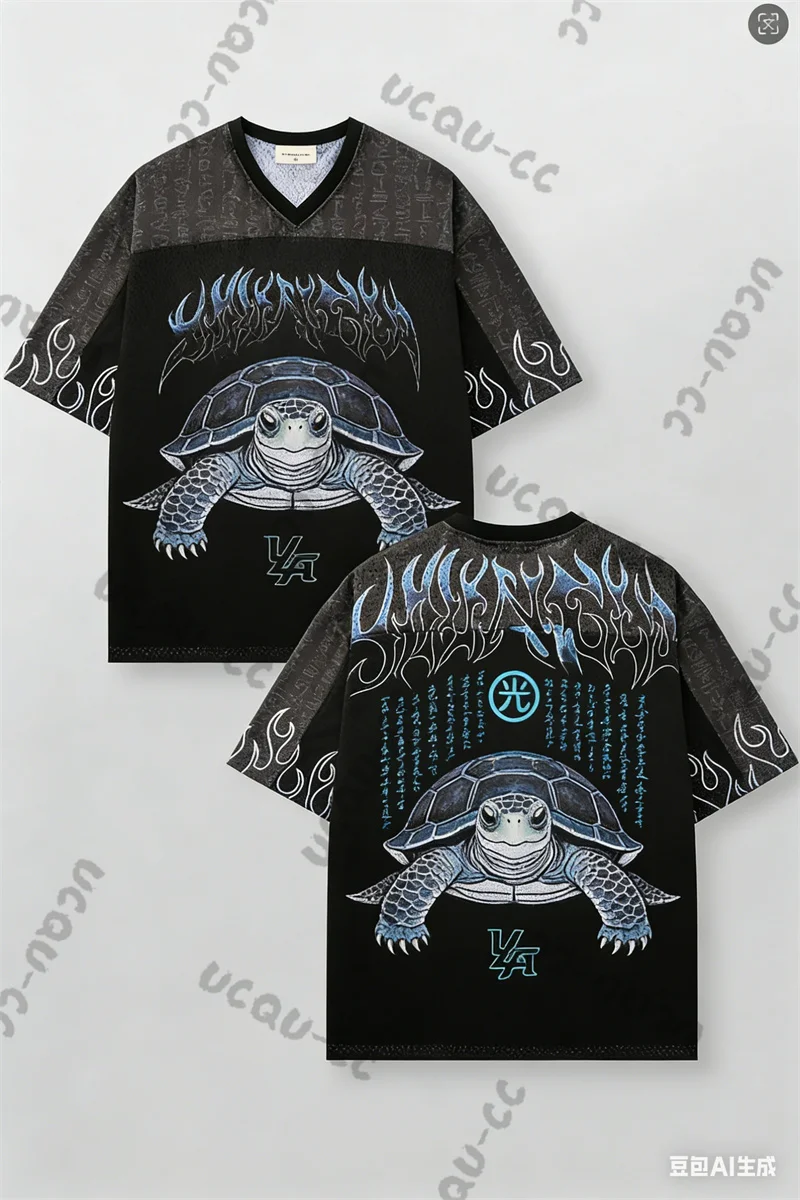 Camiseta Oversize de Marca Ya Trendy, Estilo Urbano, Secado Rápido, Transpirable, con Malla Grande, Diseño Animado, Manga Corta