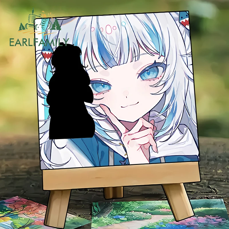 EARLFAMILY Hololive Gawr Gura Vinyl Car Stickers Anime Graffiti Accessories Decal Personality Car Gadgets For Auto Body ATV
