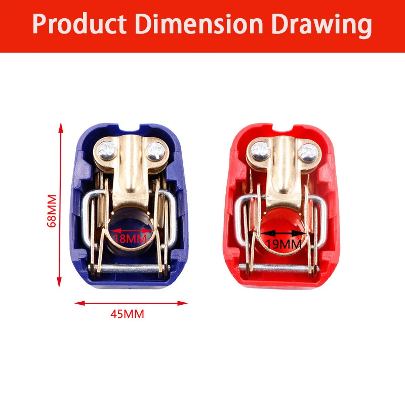 1 Pair Car Battery Terminal Clamp Quick Release Disconnect Connector Brass Battery Terminals with Insulation Covers