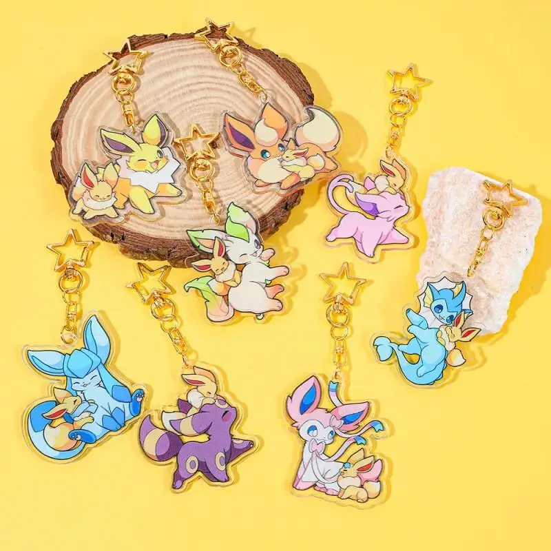 Anime Figure for Eeveelution Leafeon Sylveon Espeon Umbreon Glaceon Flareon Eevee Jolteon Acrylic Keychain Bag Pendant Gifts - view 5