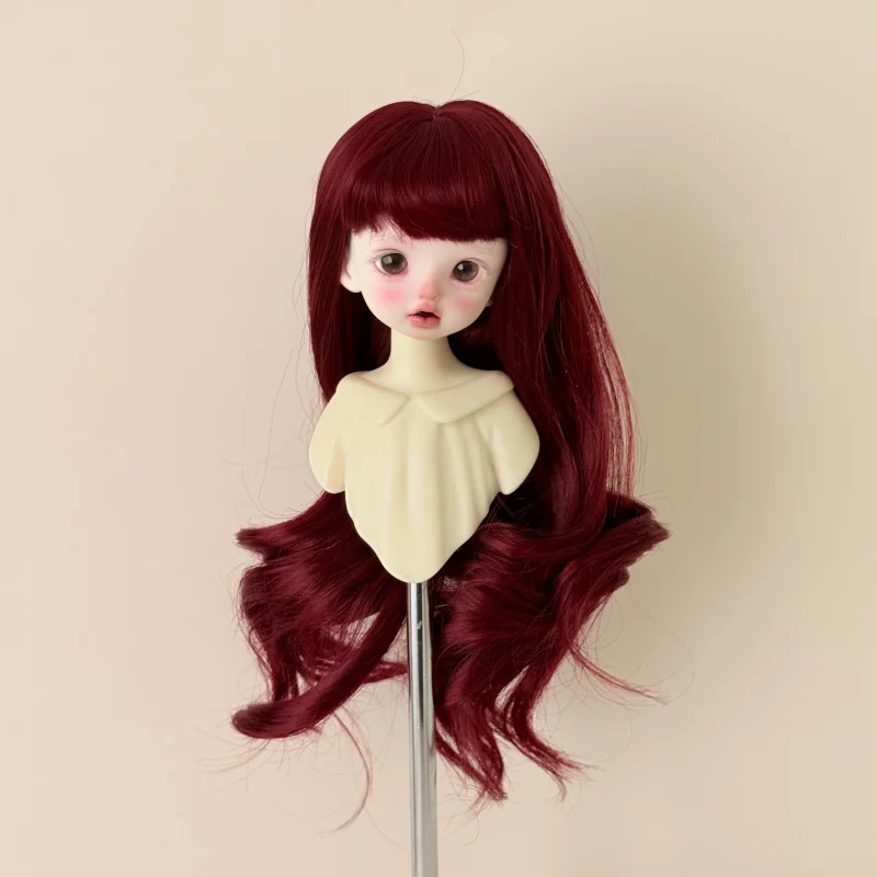 1/3, 1/4, 1/6 BJD Doll Wig Big Wavy Bangs Long Curly Hair 2D Doll Hair Cute Dress Up Wig Accessories DIY Changing Doll Wig