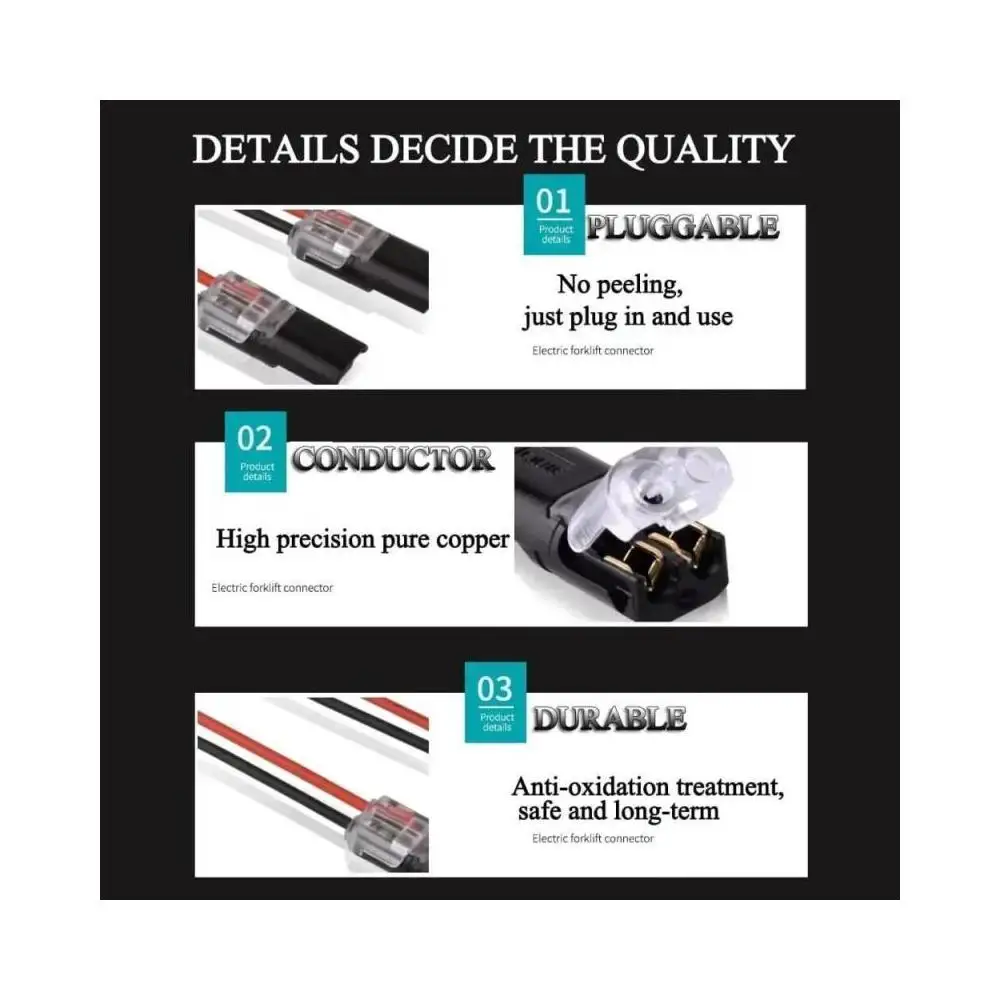 20/50/Pcs H2 2Pin Pluggable Wire Connector Nylon Insulated Copper Quick Connect Terminal Block For Low Voltage Cable Solderless