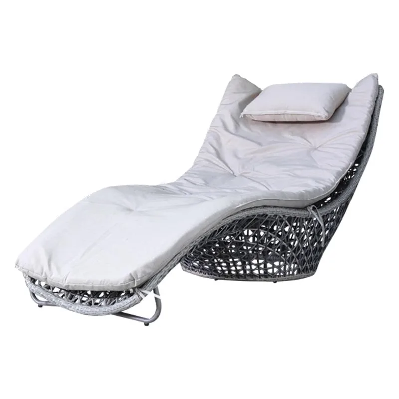 Nordic outdoor rattan leisure bed, courtyard garden lounge chair, villa round bed terrace furniture