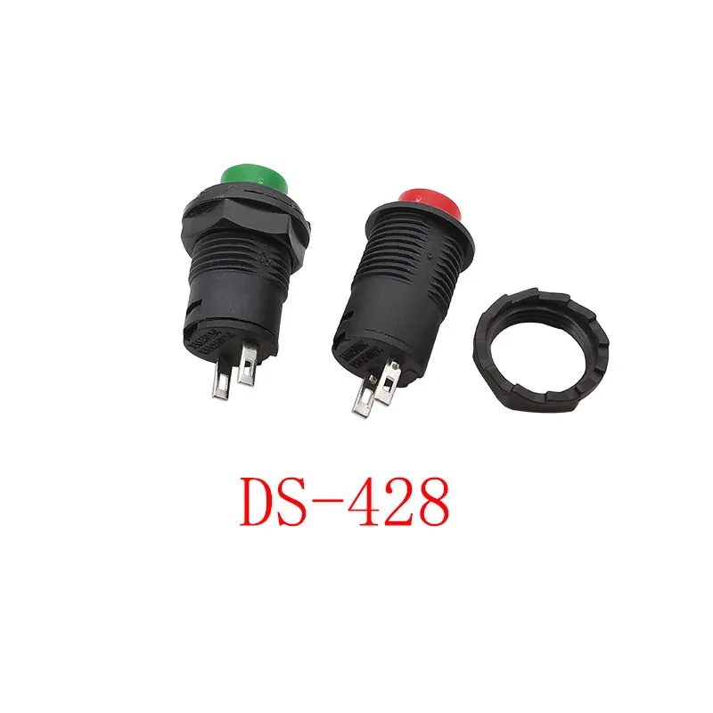 5Pcs Self-Lock Pushbutton Switches 1.5A/250V DS-428 / 3A 250VAC PBS-11A 12mm 2 Pin OFF-ON Push Button Switch Self-locking Switch