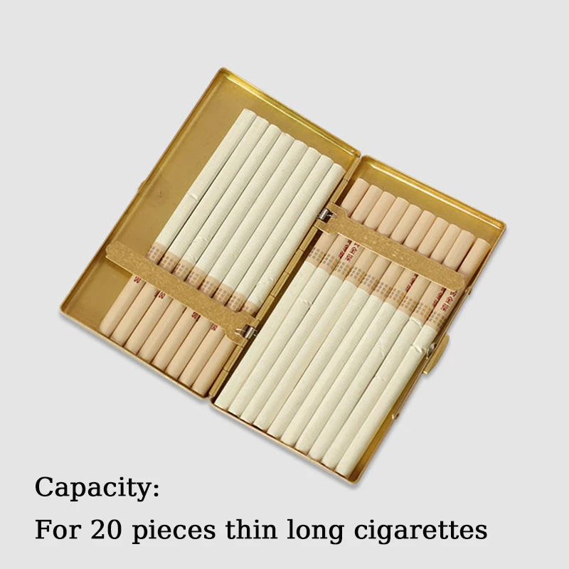 Vintage Brass Cigarette Box for 20 pieces Slender Cigarettes Case Holder Pocket Metal Smoke Tools Brass Smoking Accessories Gift