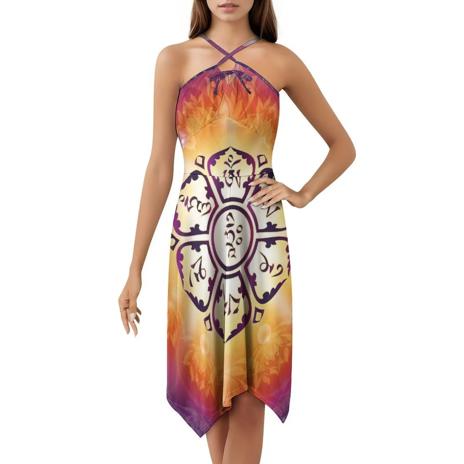 "Om Mani Padme Hum-Embodición de la compasión" ropa de calle para mujer vestido de fiesta estampado de moda ropa de Club para mujer Buda Lov