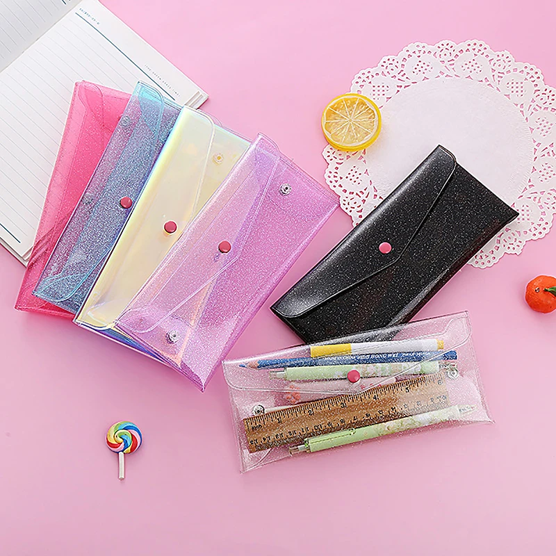 1Piece Transparent Laser Cosmetic Bag Makeup Case Coin Pencil Bag Pouch Cute Glitter Pencil Laser Pen Case School Bags For Girls