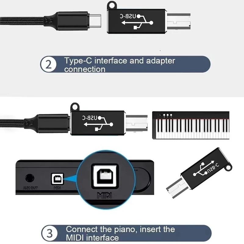 USB Type C Female To USB B Male Adapter for Scanner Printer Converter USB C Data Transfer Adapter for MIDI Controller Keyboard