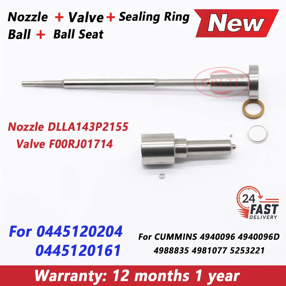 

0445120204 0445120161 Дизельная форсунка DLLA143P2155 Комплекты топливных форсунок Клапан F 00R J01 714 Для CUMMINS 4940096 4940096D 4988835