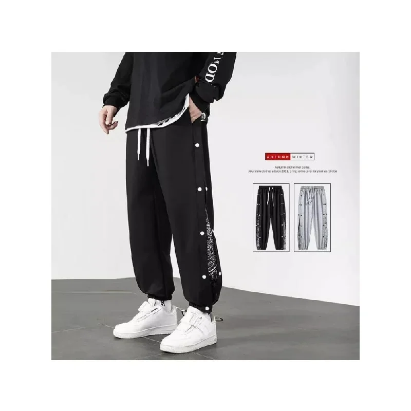 

Sports Trousers Spring Splicing Jogging New Summer Side Closure Harem Men's Casual Waistband P