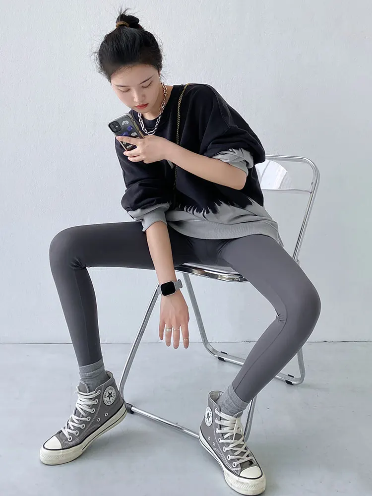 Calças de Yoga de Cintura Alta Slim Fit para Mulheres, Calças Finas de Primavera e Outono, Inversor de Abdômen e Elevador de Quadris...