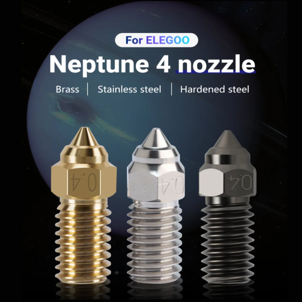 ل Elegoo نبتون 4 Plus/4 ماكس الفوهات 0.2/0.4/0.6/0.8/1.0 مللي متر فوهة النحاس النحاس مطلي الصلب المقسى عالية السرعة الفوهات #1