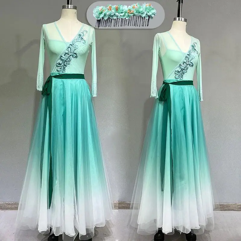 Classical dancer performance costumes women oversized practice dance clothes Chinese style folk dance dress chinese dancecostume