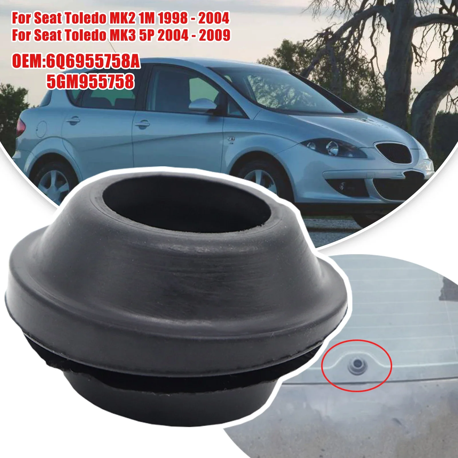 

For Seat Toledo MK2 1M 1998 - 2004 MK3 5P 2004 - 2009 Rear Windshield Wiper Arm Seal Gasket Rubber Grommet 6Q6955758A, 5GM955758