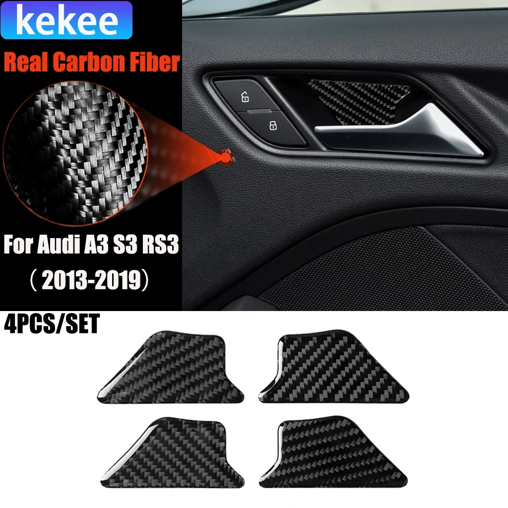 

Carbon Fiber Car Accessories Door Handle Bowl Panel Modified Interior Trim Cover Soft Sticker For Audi A3 S3 RS3 8V 2013-2019