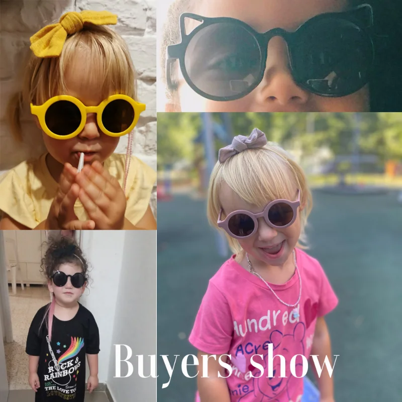 2Pcs/set 2023 Vintage Kids Summer Bows Headband Round Sunglasses Children Sun Glasses Protection Glasses Baby Hair Accessories