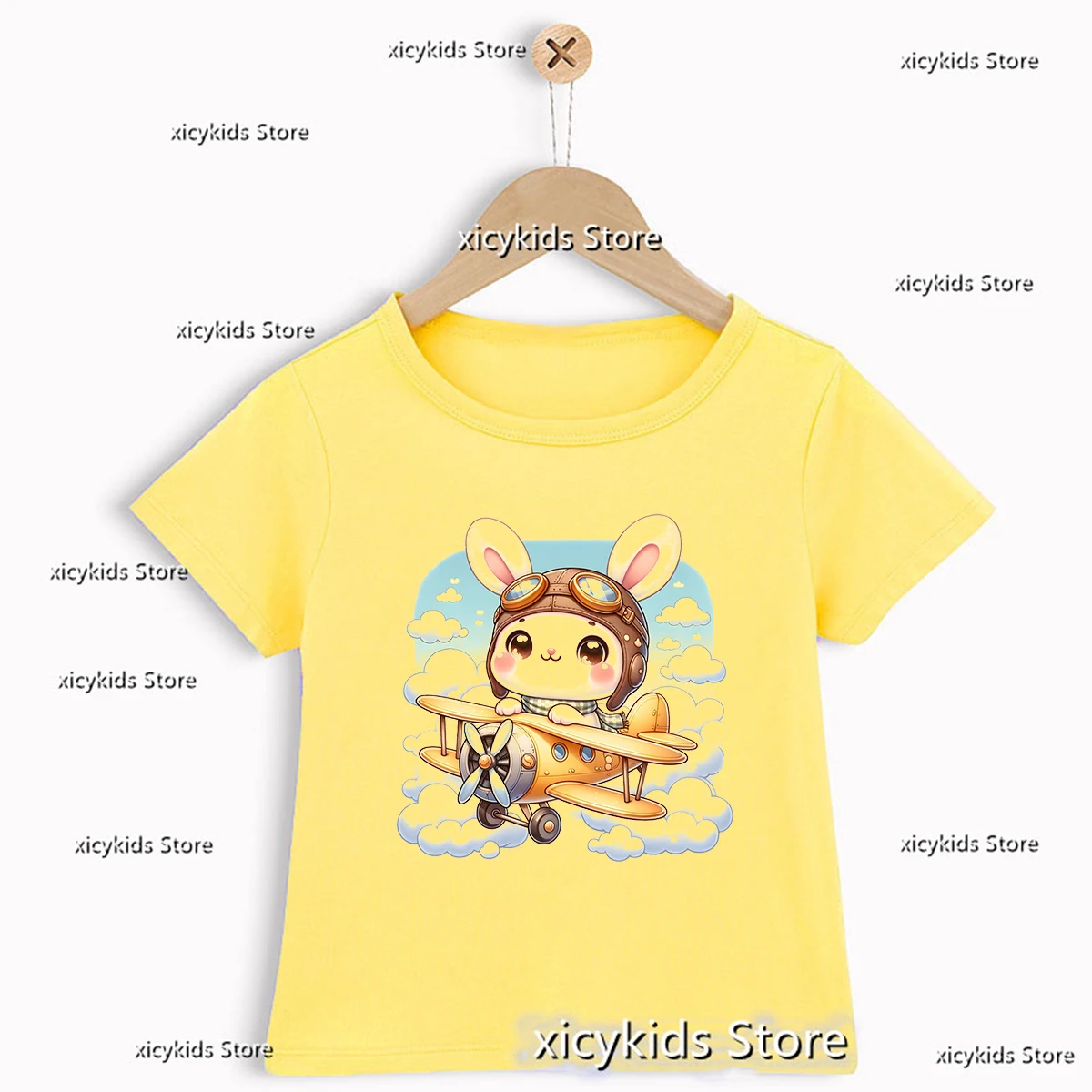 New Kids Tshirt Cute Train And Airplane Prints T-Shirt Boys Give Kids Birthday Gifts Clothes Tshirt Fashion Boy Yellow Shirt Top