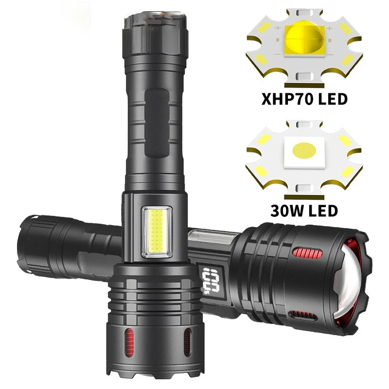 

Cross border new product strong light flashlight with dual switch 30W white light and magnet multifunctional flashlight