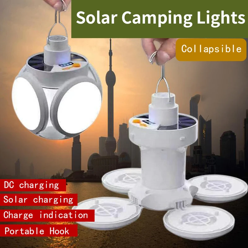 Solar football lamp 2029 charging stall floor lamp multifunctional folding bubble lamp emergency lighting camping lamp