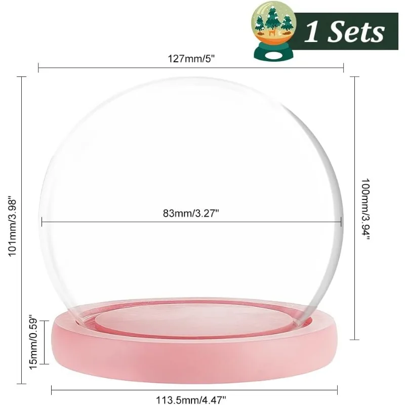 1 Set Glass Dome Glass Display Showcase Decorative Display Dome Miniature Case Snowglobe for Fairy Lights Plants Flower