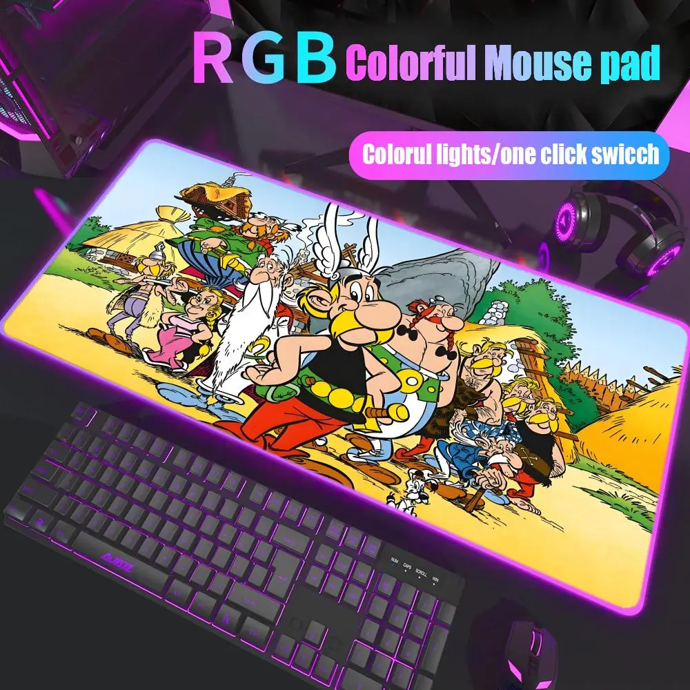 

Asterix Obelix Mouse Pad Gamer Rgb Desk Mat Back Light Led Mousepad Setup Gaming Accessories Deskmat Big Mousepad Backlight