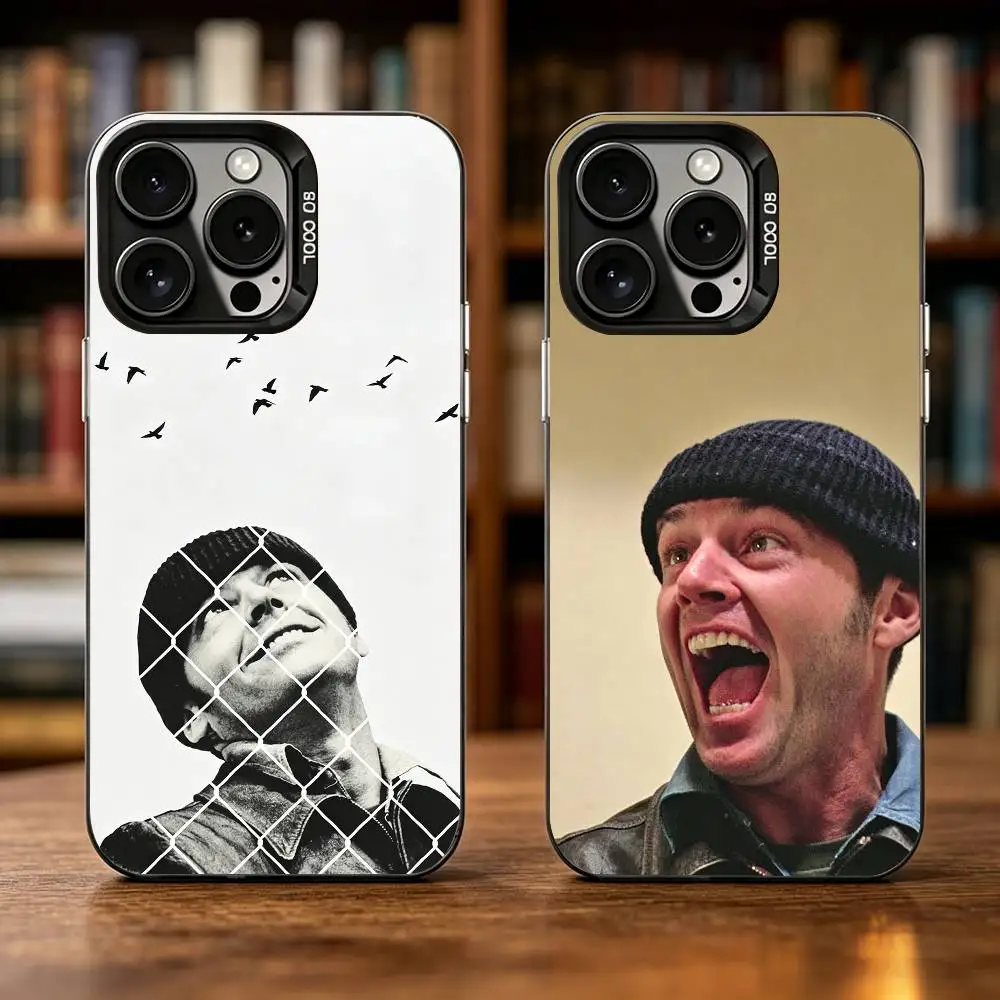 Funda para Teléfono con Diseño de la Película Vuelo sobre el Nido del Cuco para iPhone 17, 16, 15, 14, 13, 12, 11 Plus, Pro Max, Cubierta Interior Plateada de Color