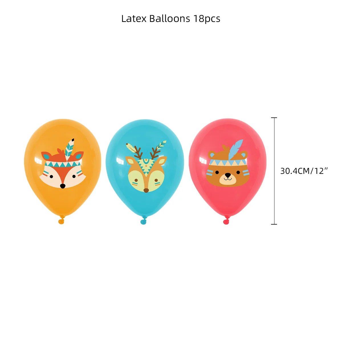 18pcs Indian Woodland Animal Latex Balloons Tribal Forest Animals Balloons for Kids Birthday Baby Shower Party Decorations