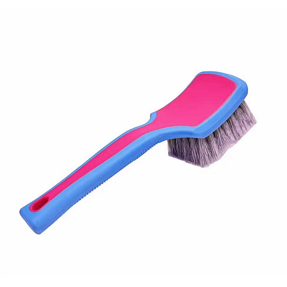 Pink/Blue Medium Stiff Synthetic Bristles Tire Cleaner Ergonomic Easy Grip  Tire Cleaning Brush