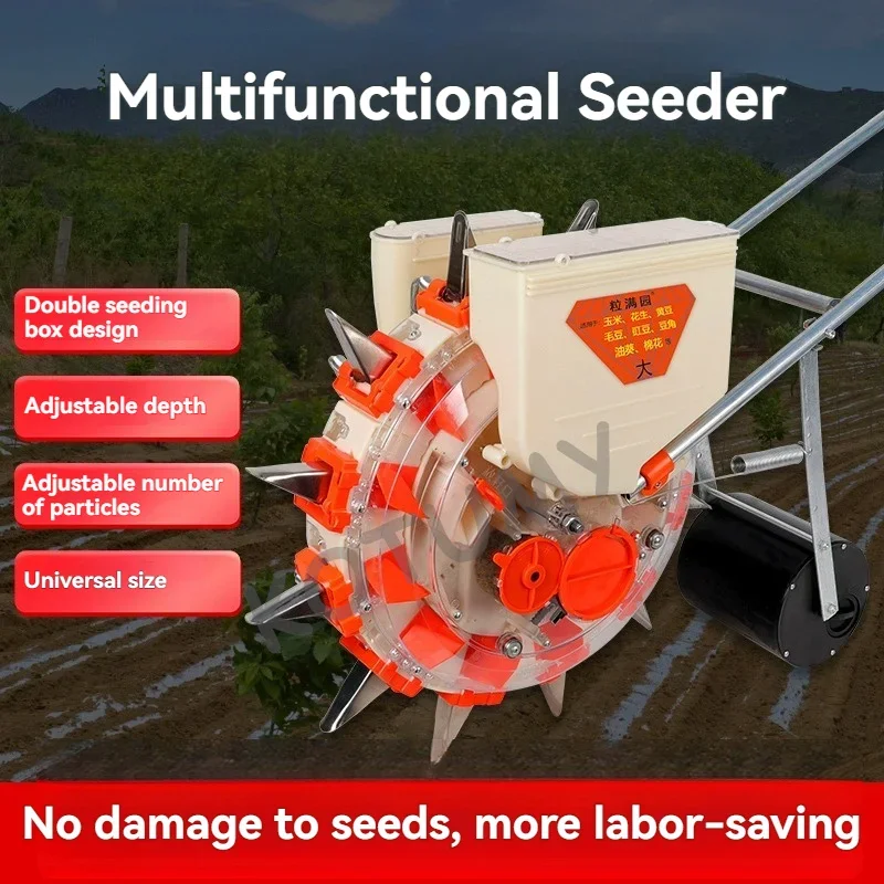Vegetable Manual Seeder Machine Radish/Corn/Cotton/Soybean/Peanut Hand Pushed Roller Planter for Planting