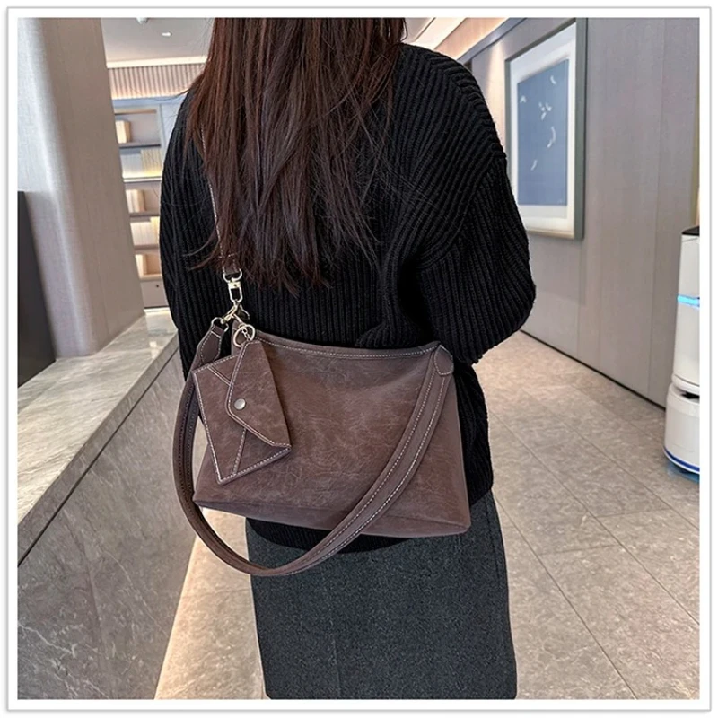 

Fashion Solid Zipper Faux Suede Design Square Shoulder Bags Simple Versatile Stylish Portable Crossbody Bags for Women