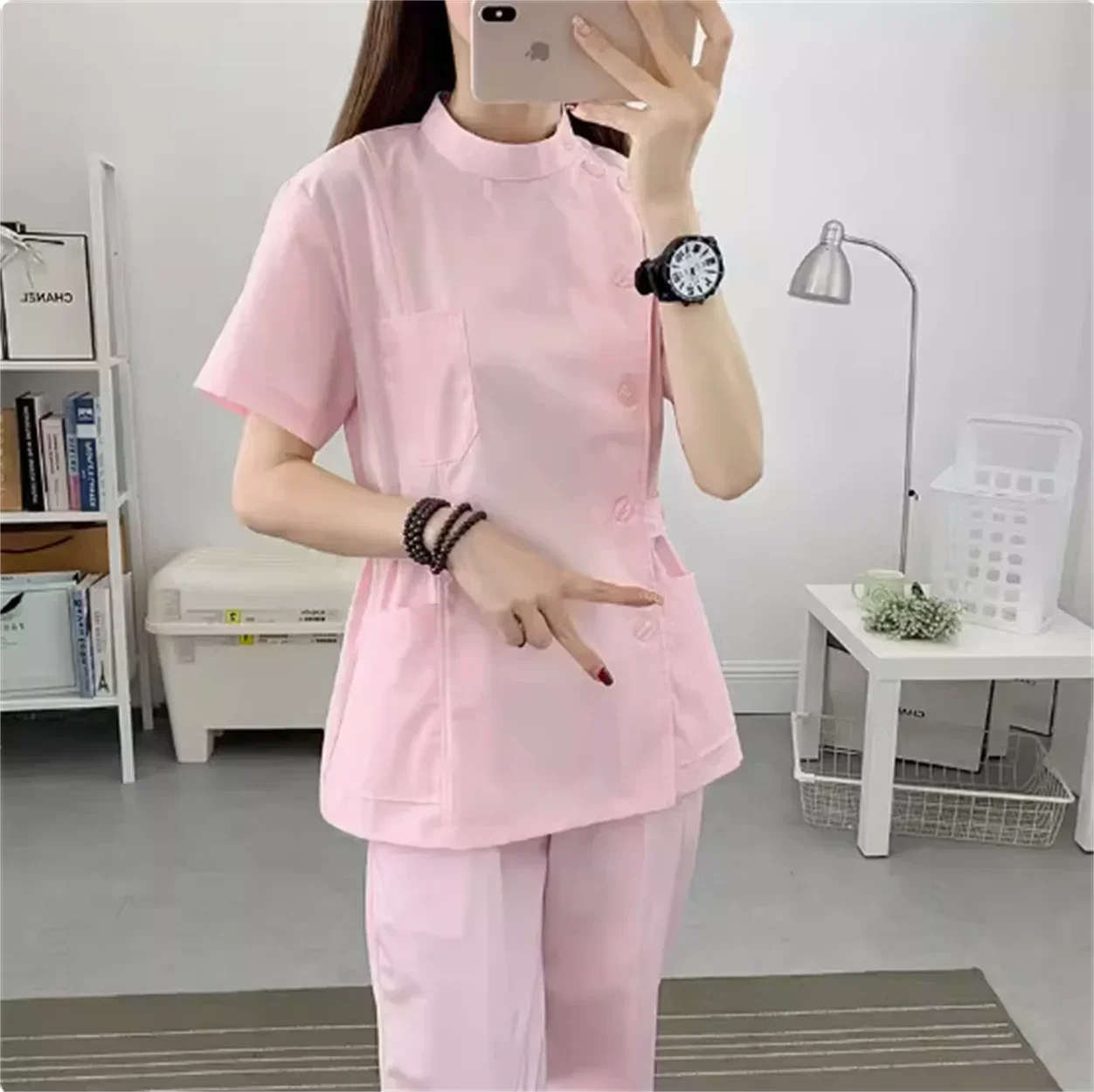 Conjunto de uniforme de enfermera para mujer, manga corta