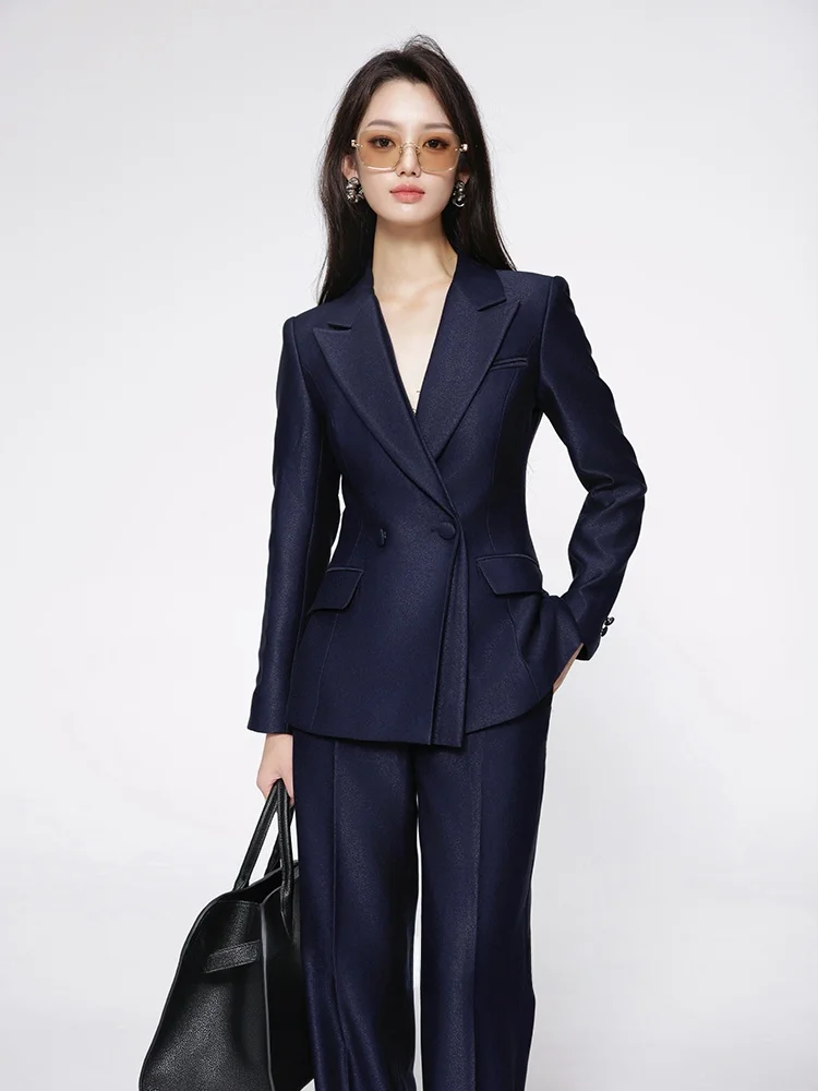 

Profional Busin Women's Suit Set Quali Fabric Autumn Winter New Sle Commute Interview Long Pants Career Women
