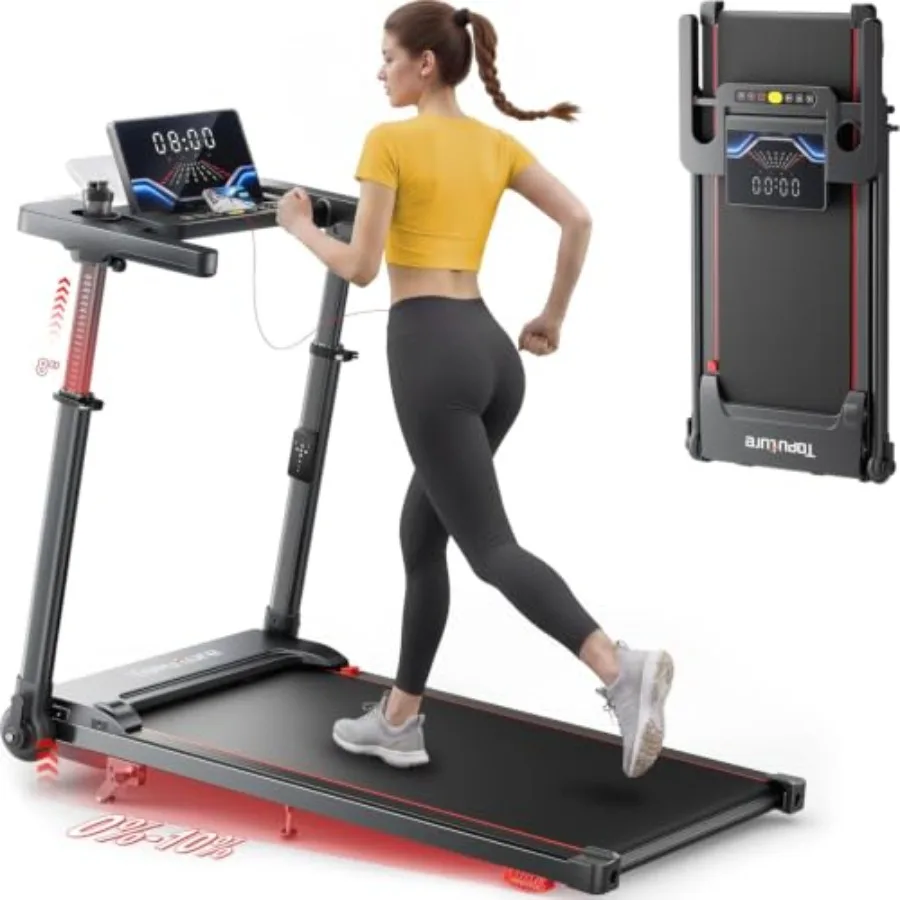 Walking Pad Treadmill with Adjustable Handle Bar and Incline, Foldable Treadmills for Home Office, Portable Walking Pad with De